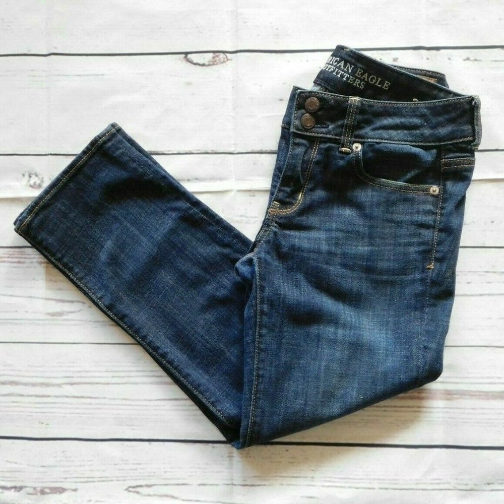 American Eagle Dark Wash Stretch Artist Crop Capri Jeans - Size 4